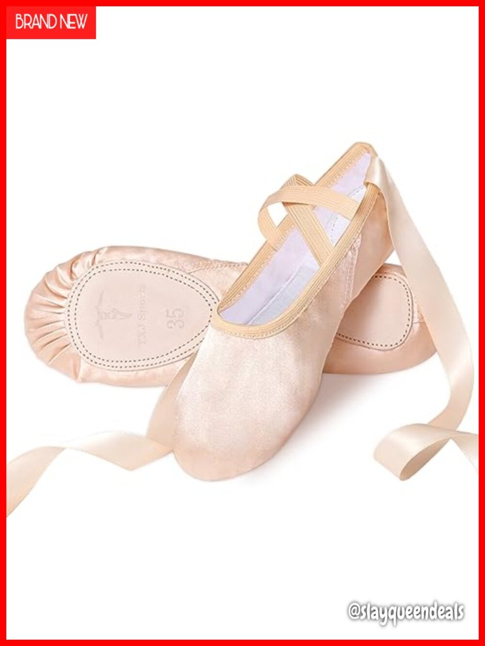 Girls Satin Ballet Slippers Split Sole Dance Shoes